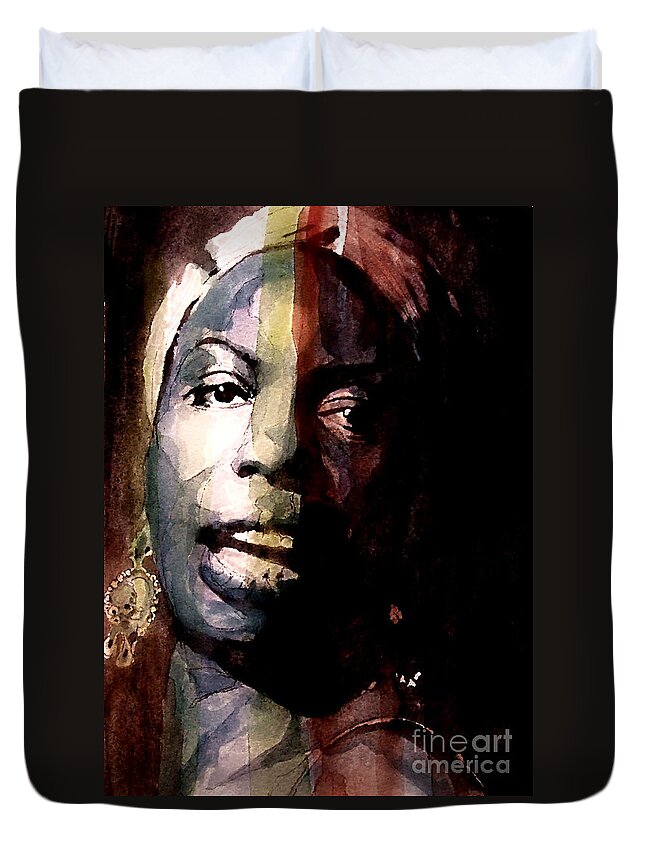 Nina Simone Duvet Cover featuring the painting Felling Good by Paul Lovering