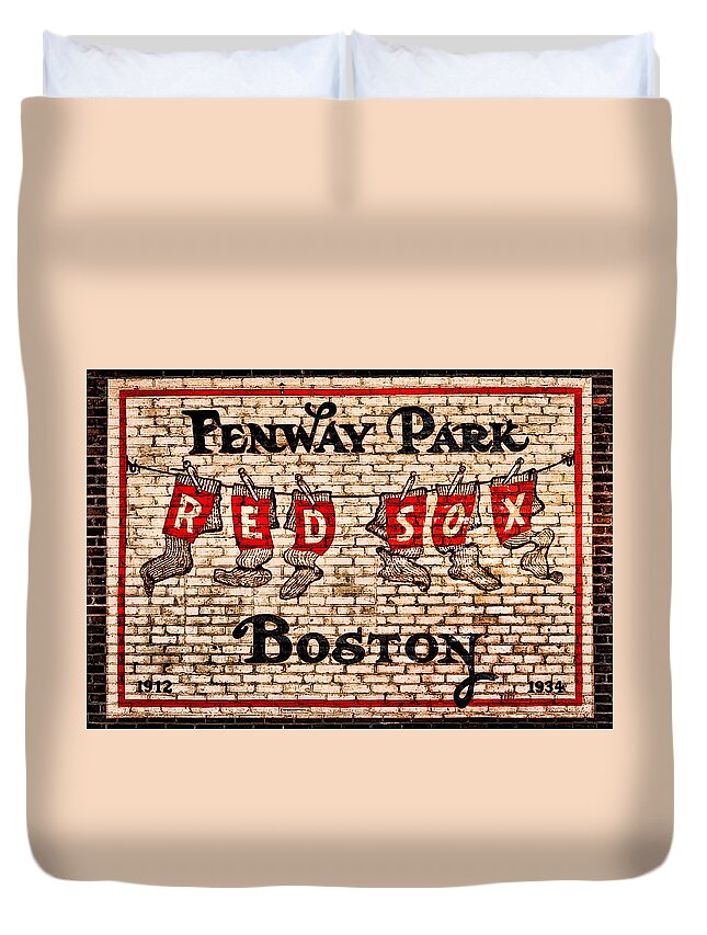 Fenway Park Boston Redsox Sign Duvet Cover featuring the photograph Fenway Park Boston Redsox Sign by Bill Cannon