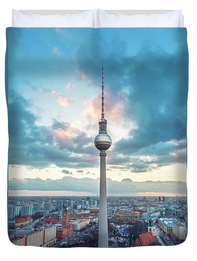 Alexanderplatz Duvet Cover featuring the photograph Fernsehturm - Berlin Tv Tower by Danilovi