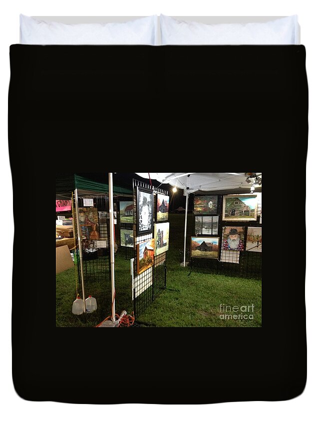  Duvet Cover featuring the painting Festival Setup One by Jan Dappen