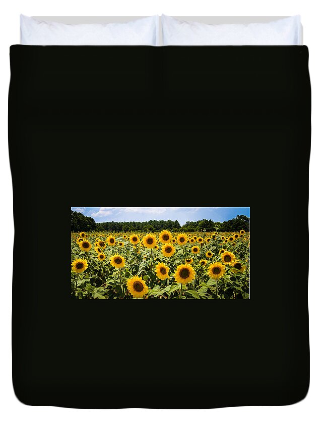 Penny Lisowski Duvet Cover featuring the photograph Field of Sunflowers by Penny Lisowski