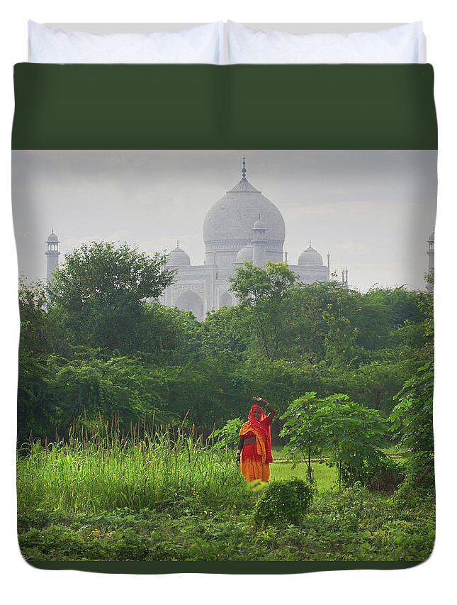 Tranquility Duvet Cover featuring the photograph Field Worker Waving by Grant Faint
