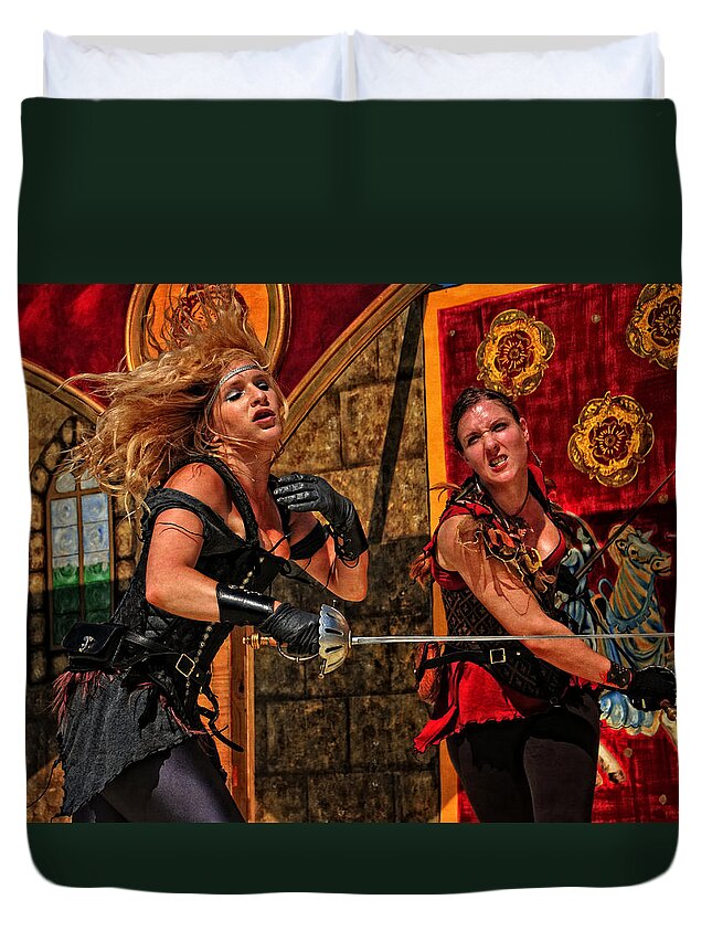 Fight Duvet Cover featuring the photograph Fight to the Finish by Mike Martin