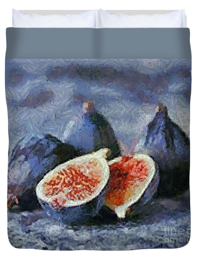 Figs Duvet Cover featuring the painting Figs by Dragica Micki Fortuna