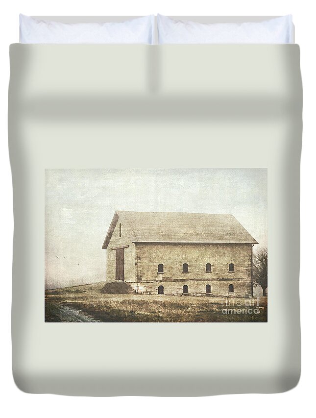 Barn Duvet Cover featuring the photograph Filley Stone Barn by Pam Holdsworth