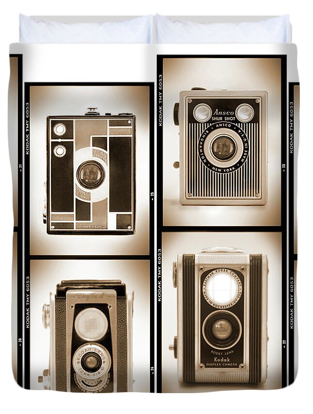 Vintage Cameras Duvet Cover featuring the photograph Film Camera Proofs 4 by Mike McGlothlen
