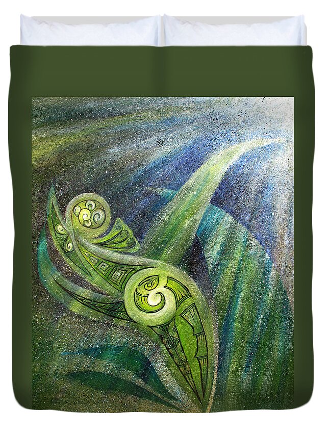 Art Duvet Cover featuring the painting Filtered Marine Light by Reina Cottier