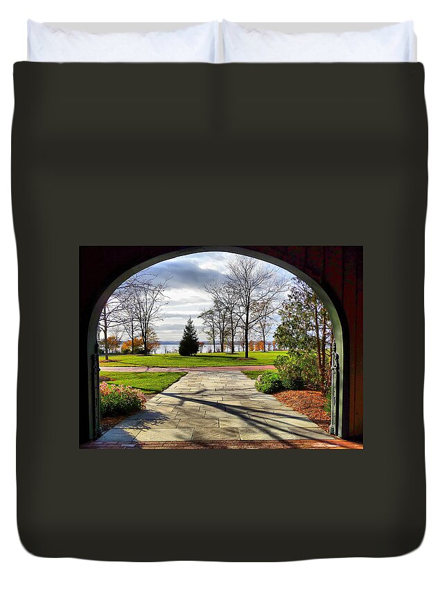 Finger Lakes Duvet Cover featuring the photograph Finger Lakes View from Mackenzie Childs by Mitchell R Grosky