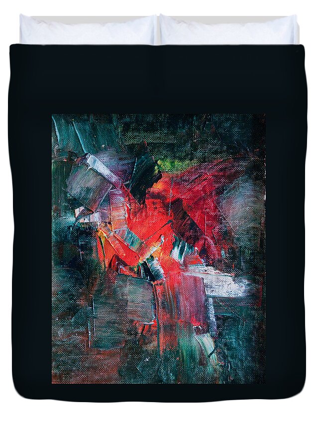 Abstract Duvet Cover featuring the painting Fire and Ice by Lee Beuther