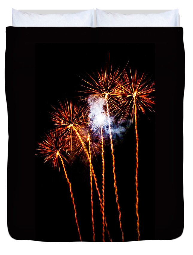 Fireworks Duvet Cover featuring the photograph Fire Dandelion Bouquet by Weston Westmoreland