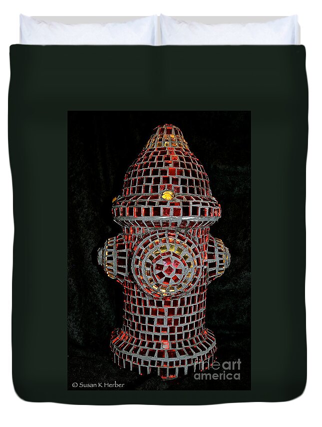 Stainedglass Mosaics Duvet Cover featuring the photograph Fire Hydrant Art by Susan Herber