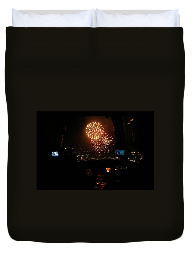 Fire Works Duvet Cover featuring the photograph Fire in the Sky by Paul Job