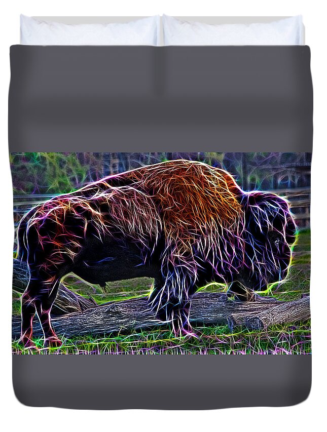 Tarongah Western Plains Zoo Duvet Cover featuring the photograph Fire Of A Bison by Miroslava Jurcik