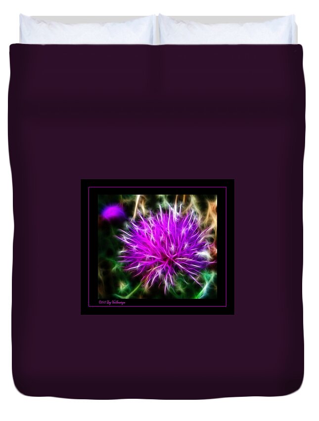 Purple Duvet Cover featuring the photograph Fireworks by Lucy VanSwearingen
