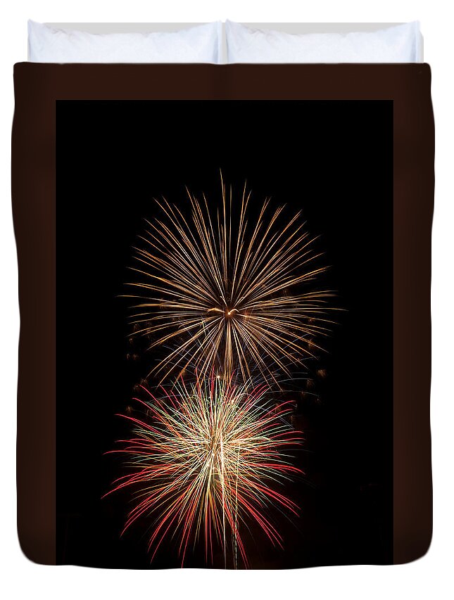 Fireworks Duvet Cover featuring the photograph Fireworks by Michael McGowan