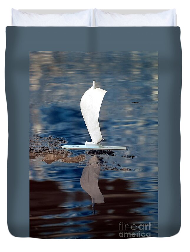 Sail Duvet Cover featuring the photograph First Sail by Rebecca Parker