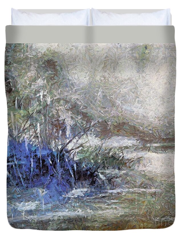 First Snow Duvet Cover featuring the painting First Snow by Dragica Micki Fortuna