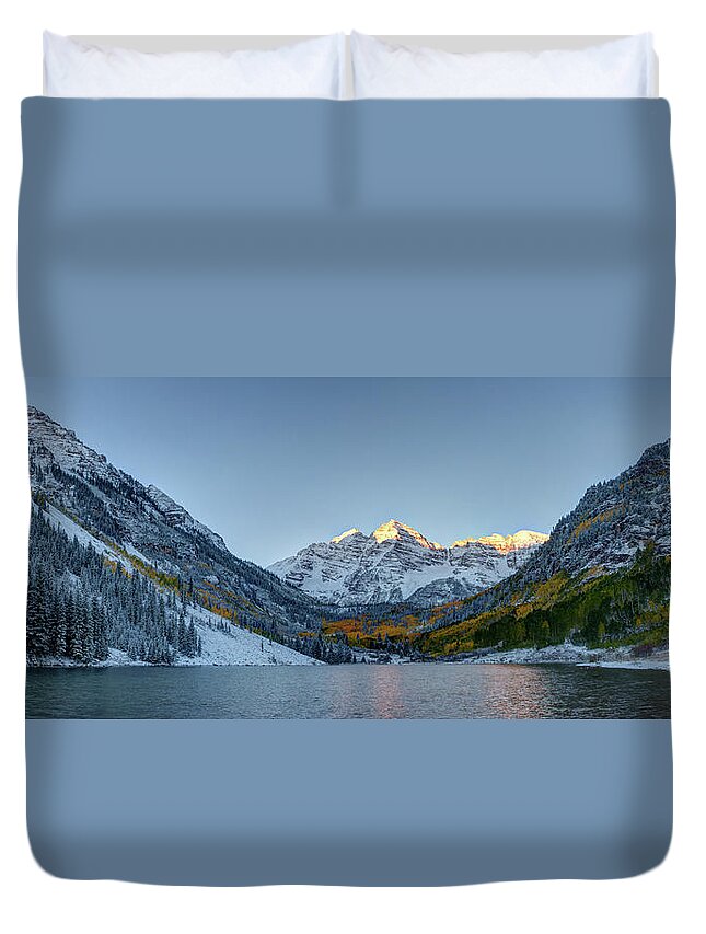 Tranquility Duvet Cover featuring the photograph First Sunlight by Ojeffrey Photography