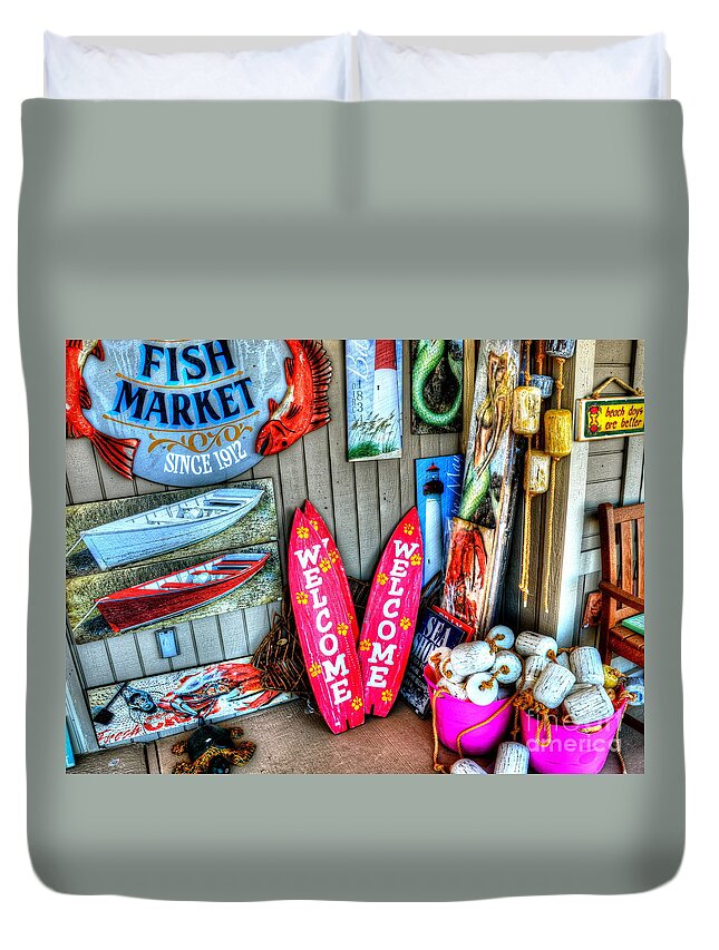Fish Market Duvet Cover featuring the photograph Fish Market by Debbi Granruth