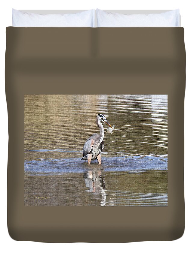 Blue Heron Duvet Cover featuring the photograph Fish Said I Thought You Wanted to Meet For Lunch by Tom Janca