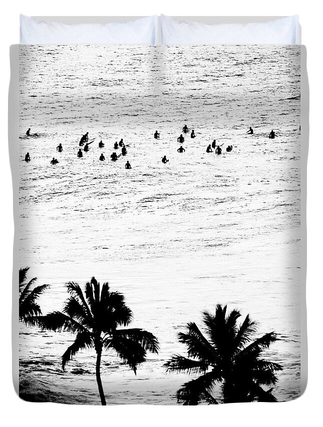 Black And White Duvet Cover featuring the photograph Fisher Palms by Sean Davey