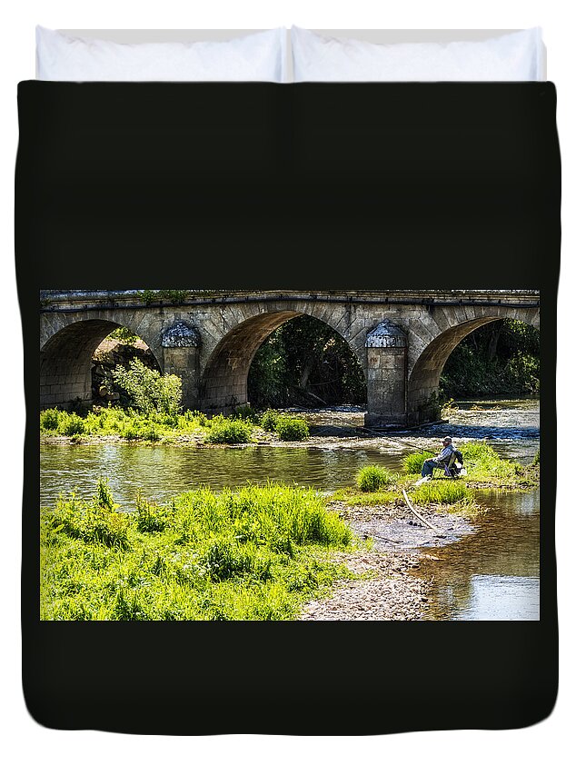 Fishing Duvet Cover featuring the photograph Fisherman by Paulo Goncalves
