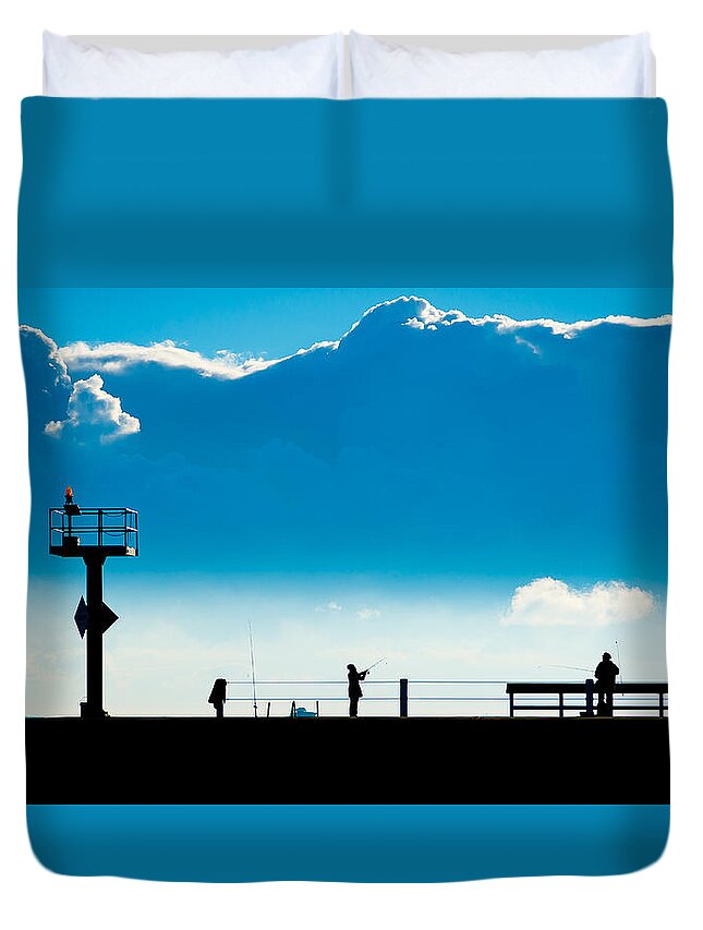 Fishermen Duvet Cover featuring the photograph Fishermen by David Downs