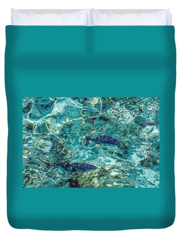 Jenny Rainbow Fine Art Photography Duvet Cover featuring the photograph Fishes in the Clear Water. Maldives by Jenny Rainbow