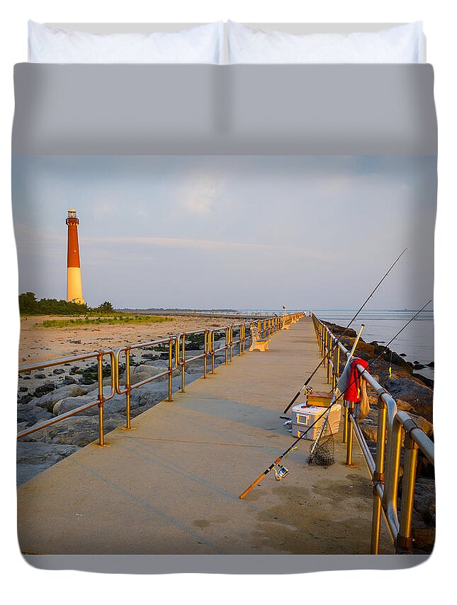 Fishing Duvet Cover featuring the photograph Fishin' Barney at Sun Rise by Mark Rogers