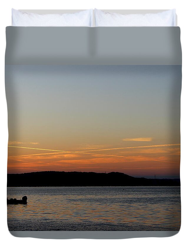 Fishing At Sunrise Duvet Cover featuring the photograph Fishing at Sunrise by Beth Vincent