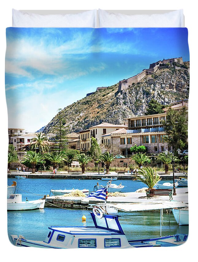 Greek Culture Duvet Cover featuring the photograph Fishing Boat by Azemdega