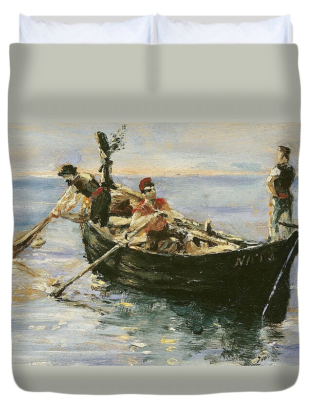 Fishing Boat Duvet Cover featuring the painting Fishing Boat by Henri de Toulouse-Lautrec