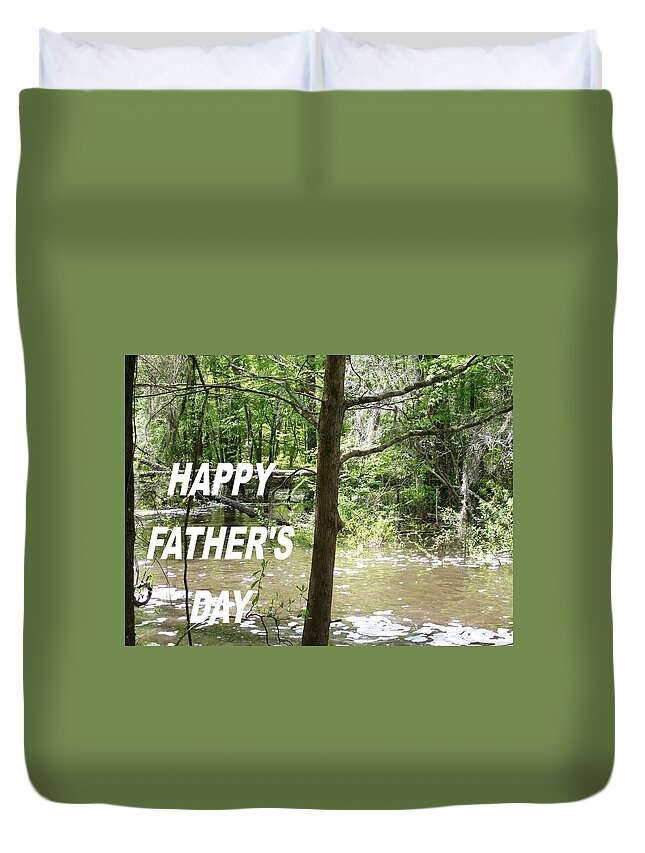 #fathersday #fishing #hole #mill #pond #oakfield #georgia Duvet Cover featuring the photograph Dads Fishing Hole by Belinda Lee