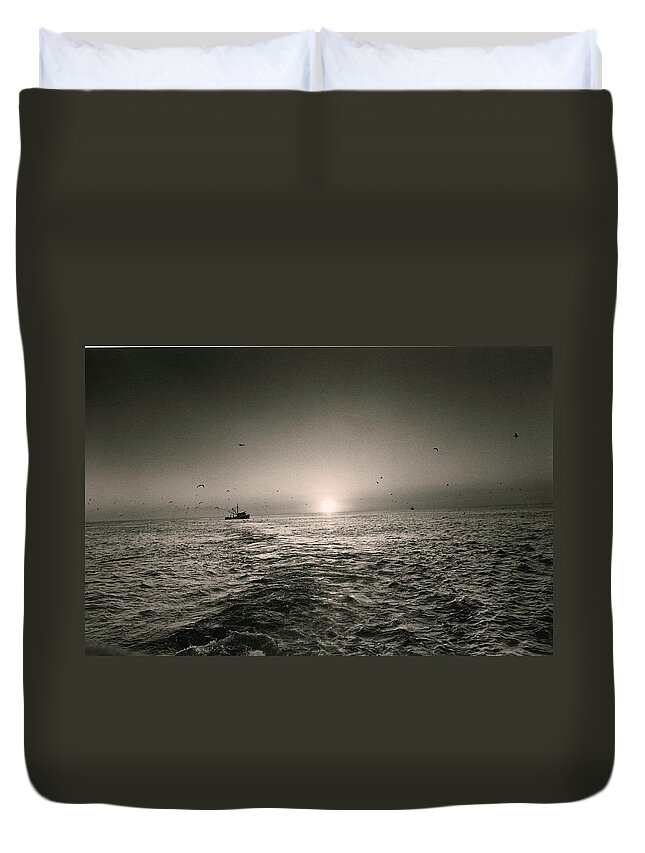 Moorehead City Duvet Cover featuring the photograph Fishing Off North Carolina by Bruce Roberts