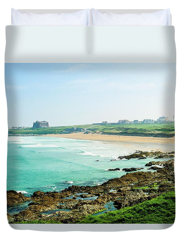 Tranquility Duvet Cover featuring the photograph Fistral Beach, Newquay, Cornwall by John Harper
