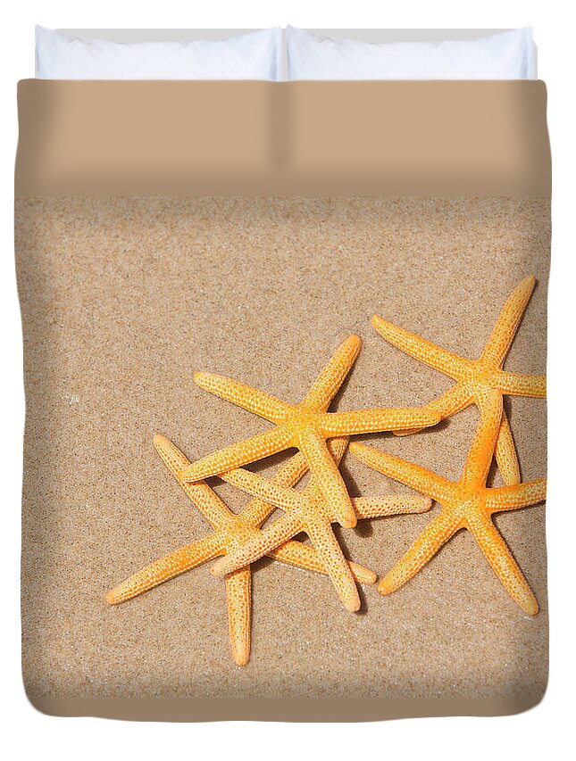 Starfish Duvet Cover featuring the photograph Five Star Beach Holiday Concept by David Freund