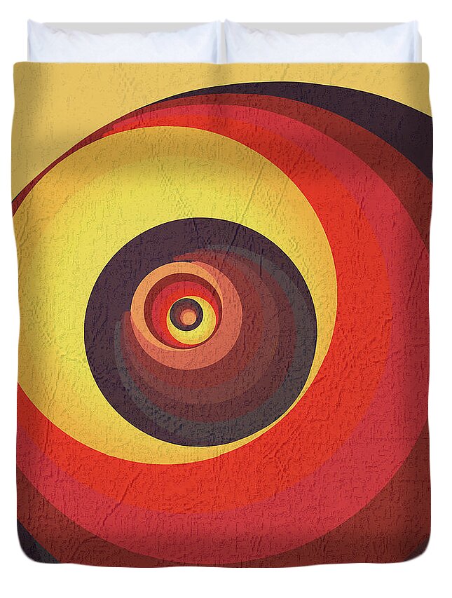 Multicolor Duvet Cover featuring the digital art Flame Meditation on a Yellow Wall by Deborah Smith