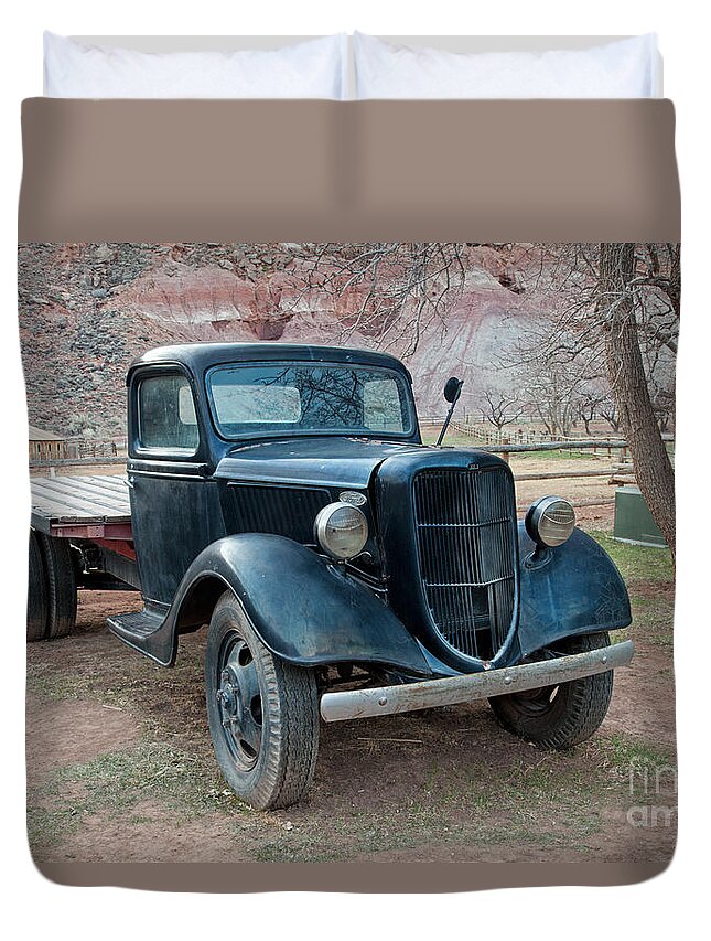 Capitol Reef Np Duvet Cover featuring the photograph Flatbed Truck by Fred Stearns