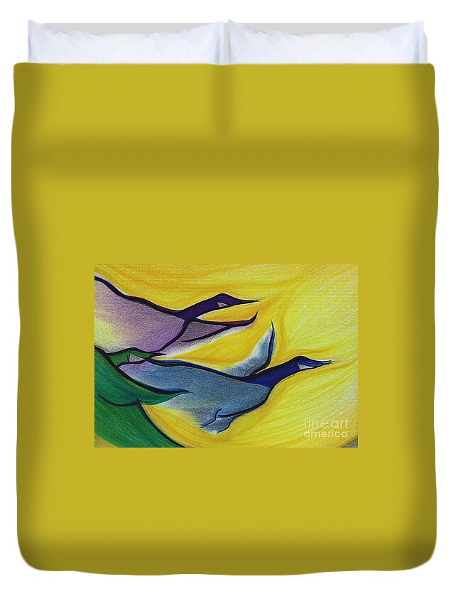  Duvet Cover featuring the painting Flight by jrr by First Star Art