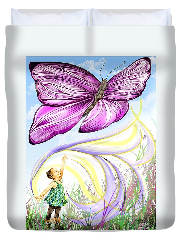 Butterfly Duvet Cover featuring the drawing Flight by Terri Meredith