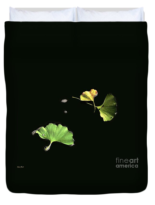 Ginko Duvet Cover featuring the digital art Floating Ginko Leaves by Dale  Ford