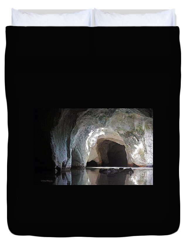 Bernier Cave Duvet Cover featuring the photograph Flooding Light by Li Newton
