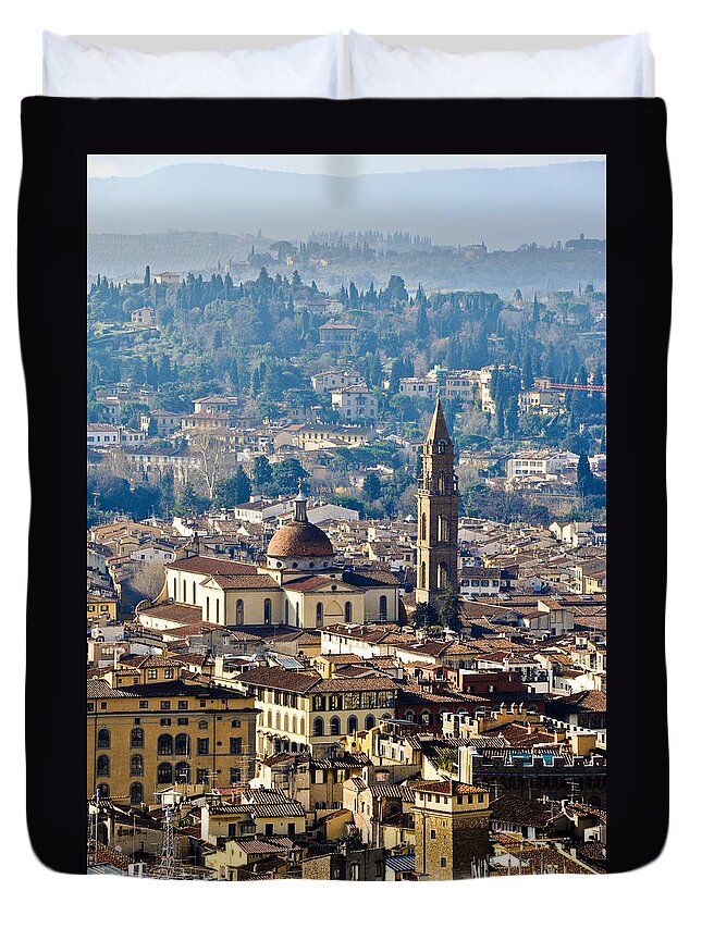 Florence Duvet Cover featuring the photograph Florence view by Gary Eason