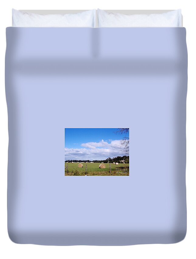 Hay Rolls Duvet Cover featuring the photograph Florida Hay Rolls by D Hackett
