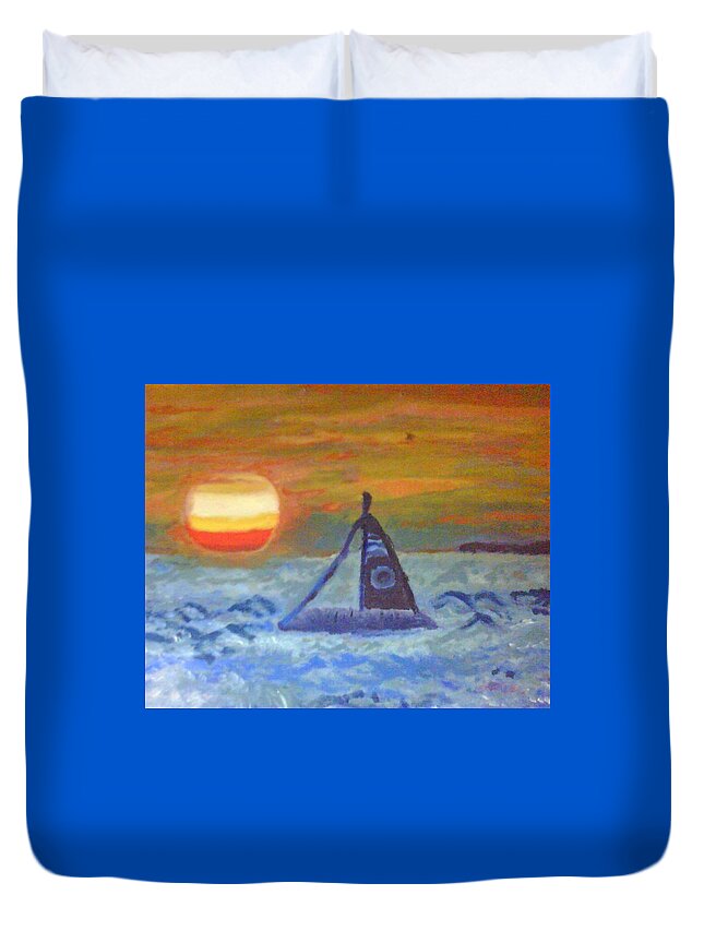 Florida Duvet Cover featuring the painting Florida Key Sunset by Suzanne Berthier