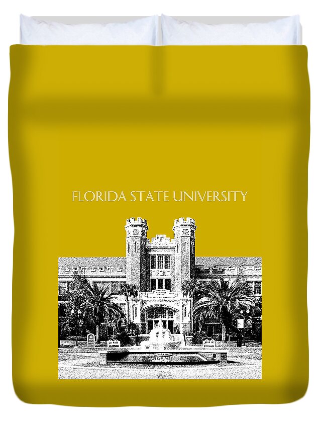 University Duvet Cover featuring the digital art Florida State University - Gold by DB Artist