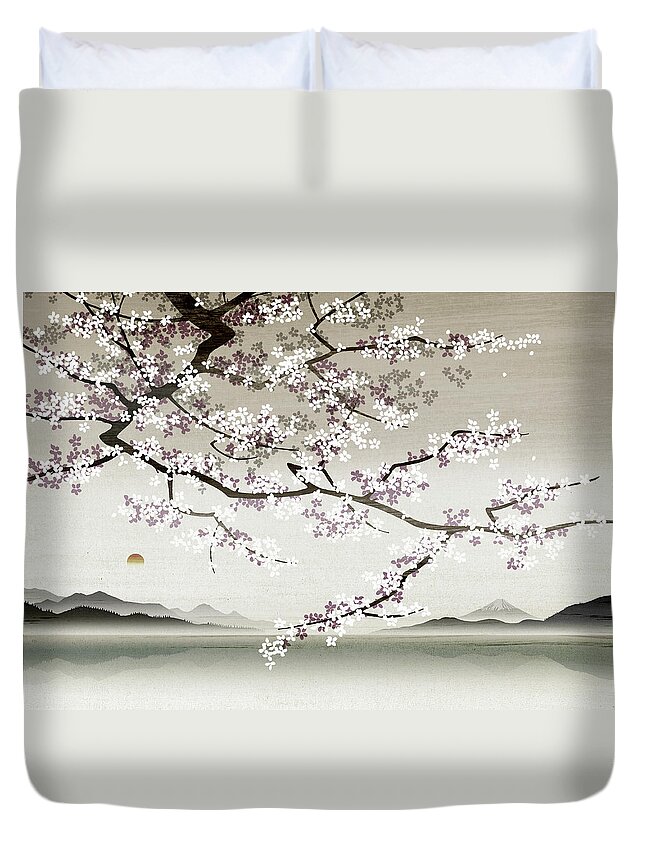 Asian Culture Duvet Cover featuring the photograph Flower Blossom In Asian Landscape by Ikon Ikon Images