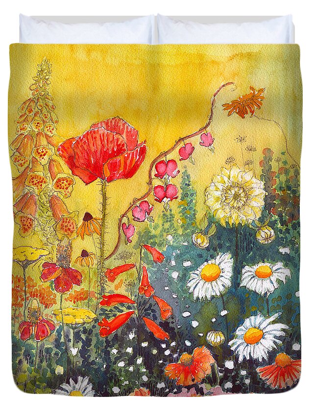 Flower Garden Duvet Cover featuring the painting Flower Garden by Katherine Miller
