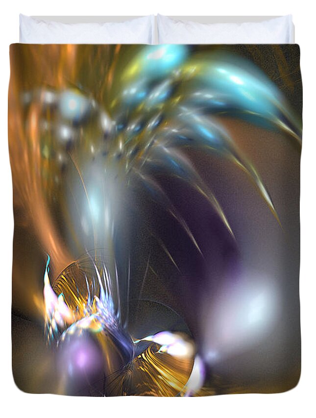 Art Duvet Cover featuring the digital art Flower in your dreams - Abstract art by Sipo Liimatainen