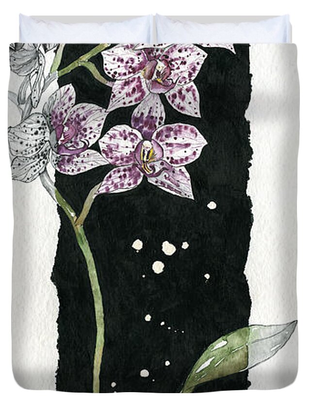 Art Duvet Cover featuring the painting Flower ORCHID 04 Elena Yakubovich by Elena Daniel Yakubovich